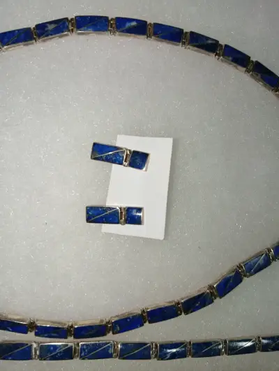 Conjunto de joyería de lapislázuli plata - miniatura 2
