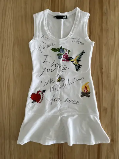 Vestido Love Moschino blanco con bordados - miniatura 1