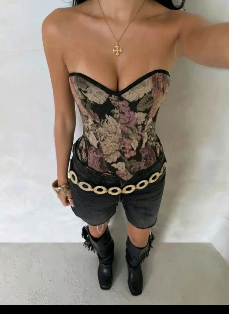 Corset floral vintage para mujer