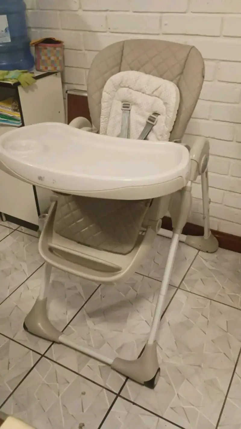 Silla de comer para bebé ajustable beige - 2