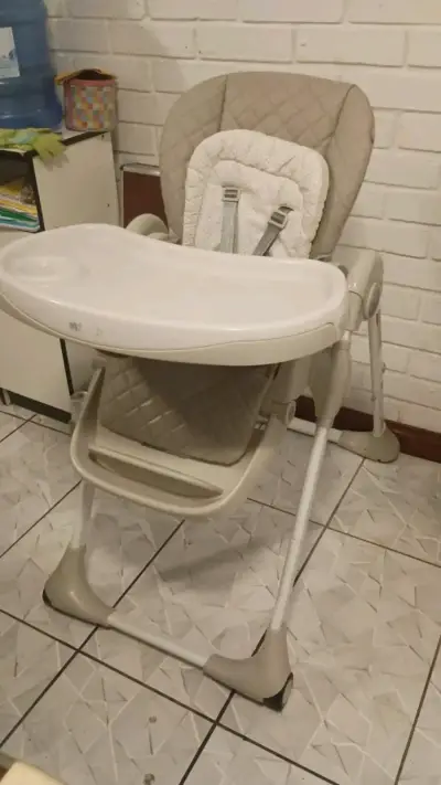 Silla de comer para bebé ajustable beige - miniatura 2