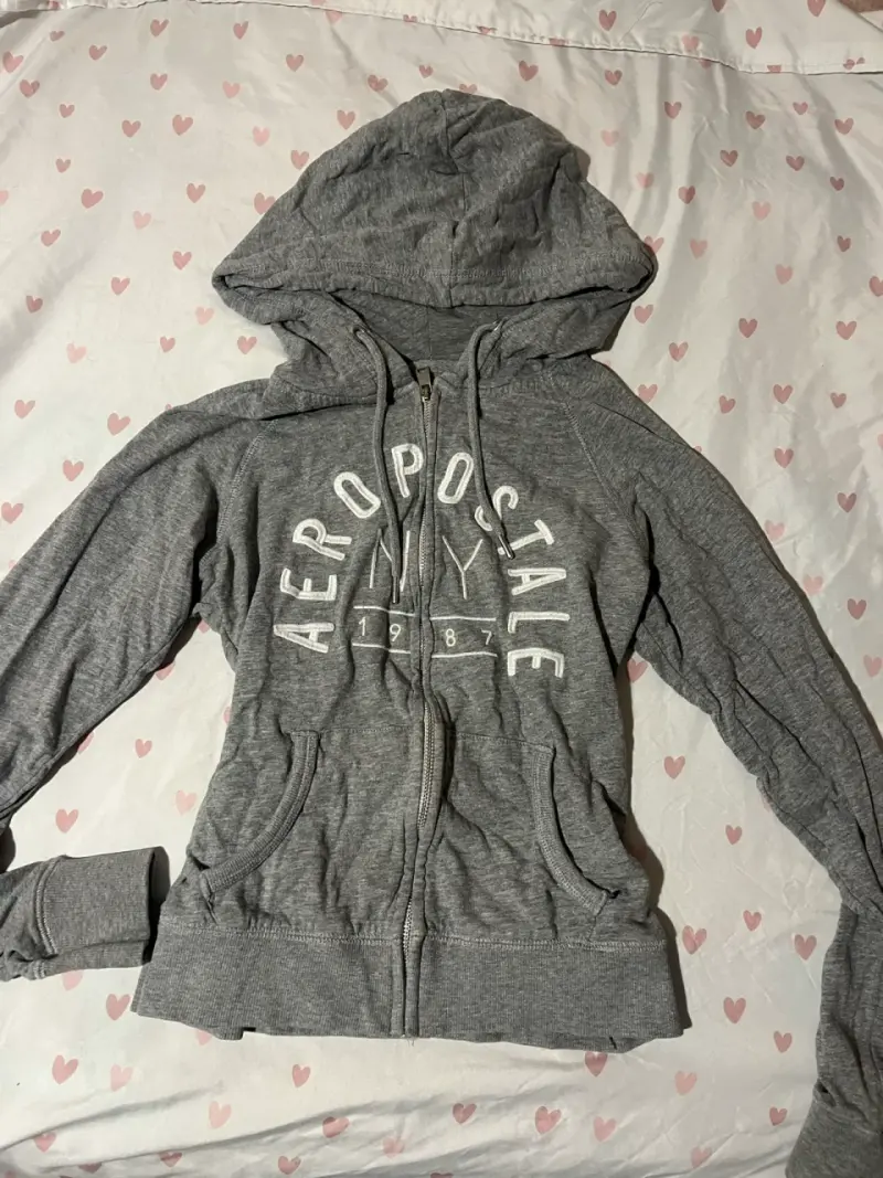 Polerón con capucha gris Aeropostale para mujer XS - 1
