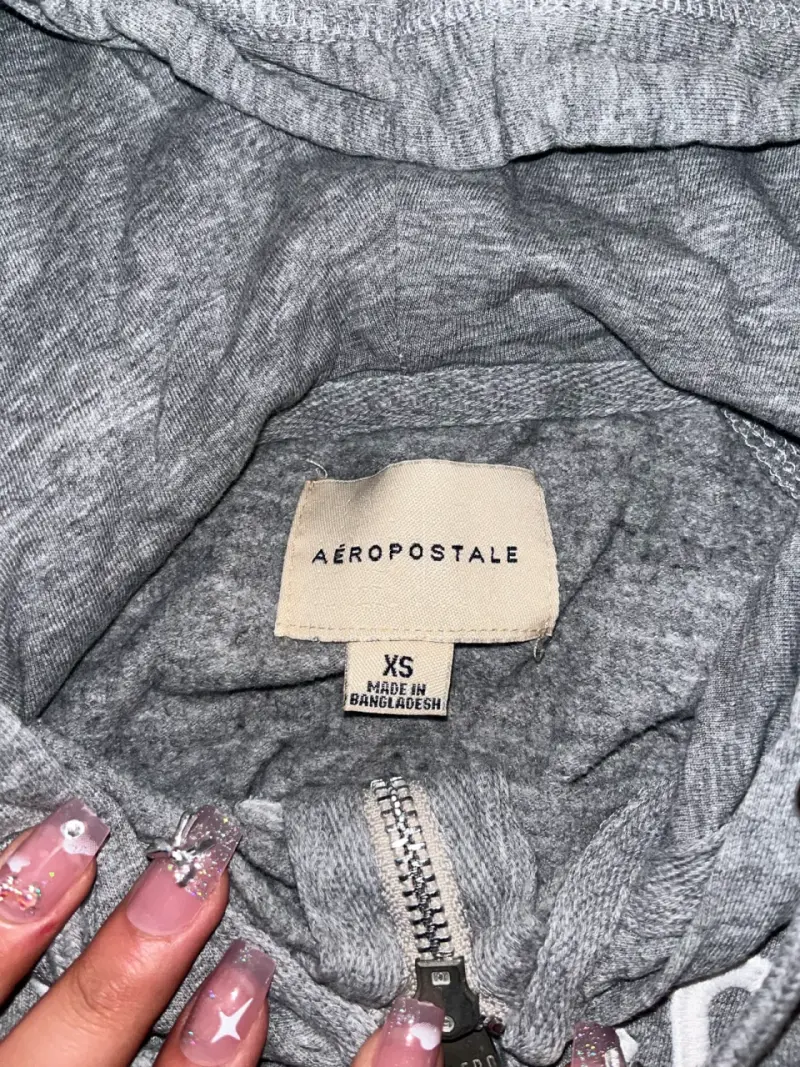 Polerón con capucha gris Aeropostale para mujer XS - 2