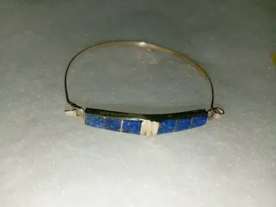 Pulsera de plata con incrustaciones de lapislázuli - miniatura 1