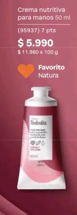 Crema nutritiva para manos Natura Tododia 50 ml