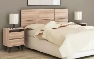 Juego de dormitorio moderno con cabecera y veladores - miniatura 1