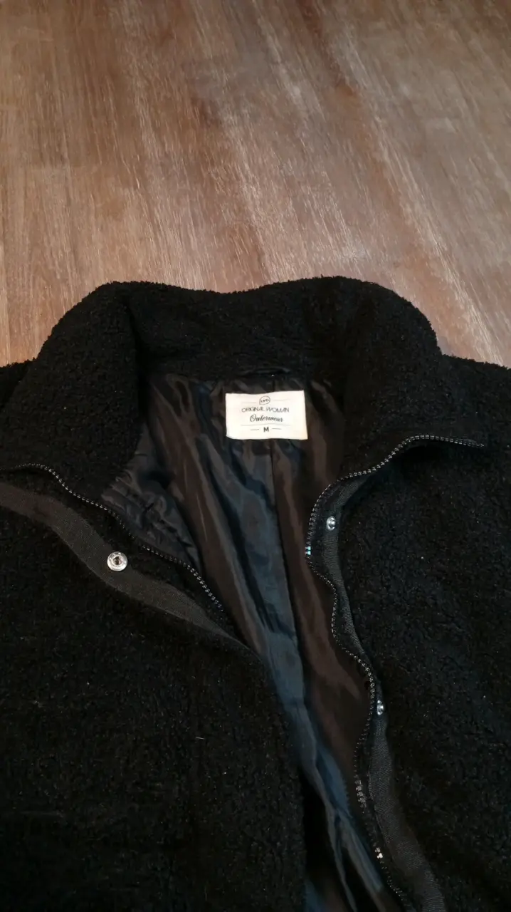 Chaqueta negra de lana para mujer - 3