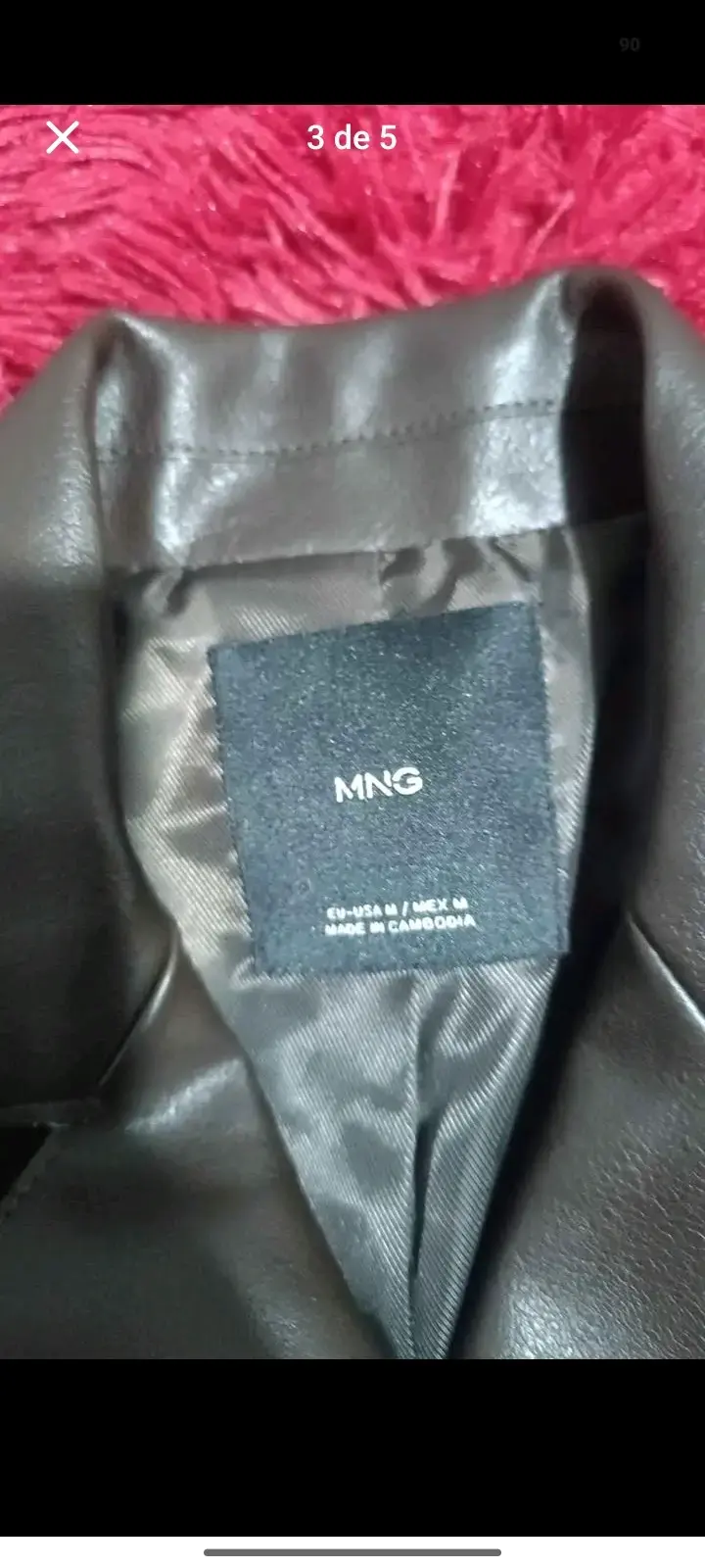 Chaqueta de cuero sintético marrón MNG para mujer - 3