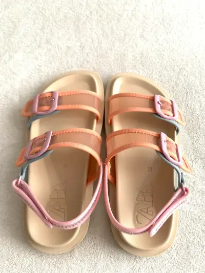 Sandalias de niña color rosa y naranja Zara - miniatura 4