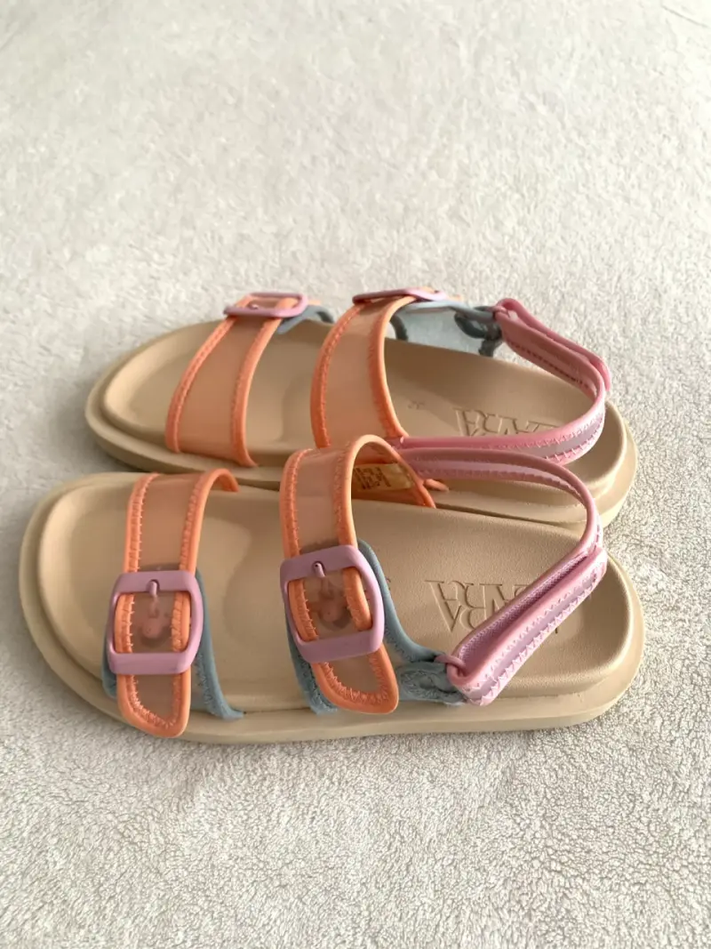Sandalias de niña color rosa y naranja Zara - 6