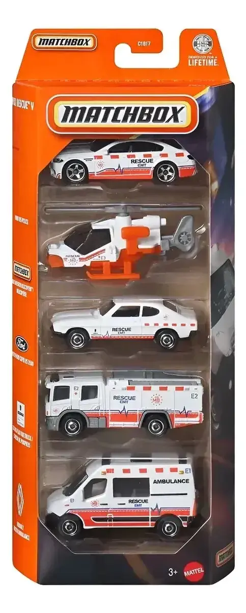 Pack Autos Paramedicos Bomberos Matchbox Mbx Recue