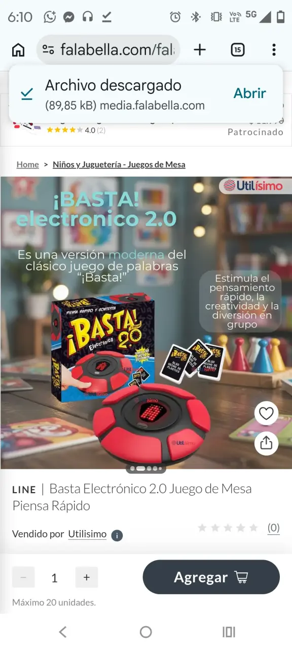 Juego de Mesa Basta Electrónico 2.0 Utilísimo