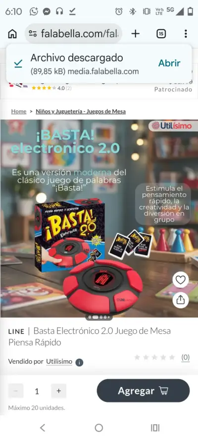 Juego de Mesa Basta Electrónico 2.0 Utilísimo - miniatura 1