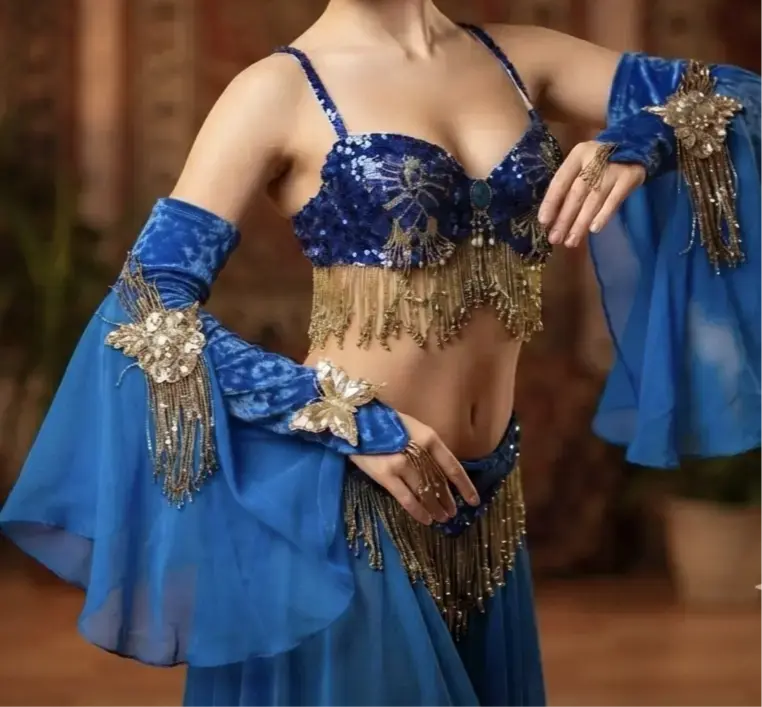 Conjunto de Danza Árabe Azul con Lentejuelas M - 1