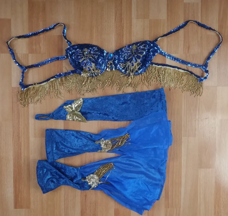 Conjunto de Danza Árabe Azul con Lentejuelas M - 2