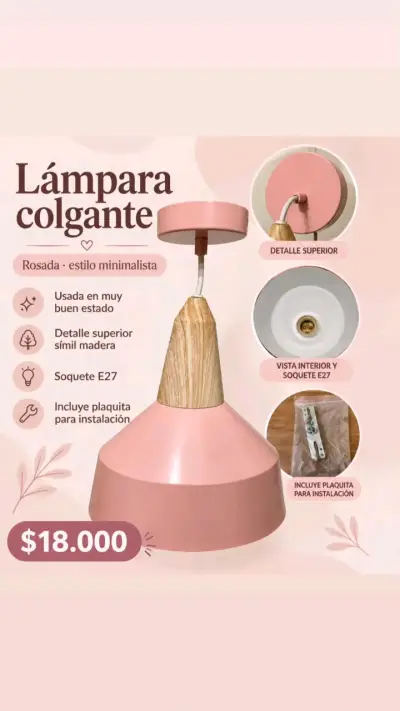 Lámpara colgante rosada estilo minimalista - miniatura 1