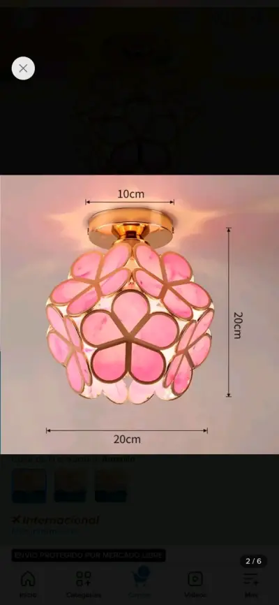 Lámpara de techo con flores de plástico rosa - miniatura 2