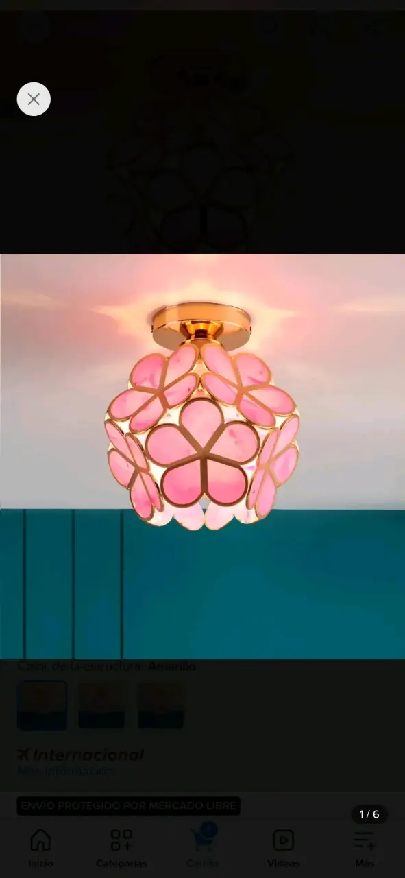 Lámpara de techo con flores de plástico rosa - 3