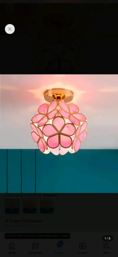 Lámpara de techo con flores de plástico rosa - miniatura 3