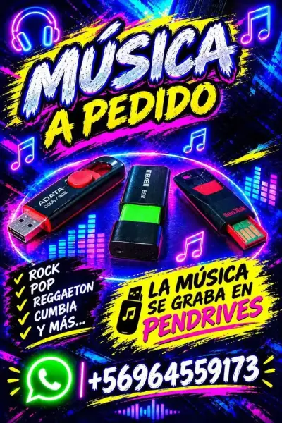 Pendrive  8gb  música a pedido 250 canciones aprox - miniatura 1