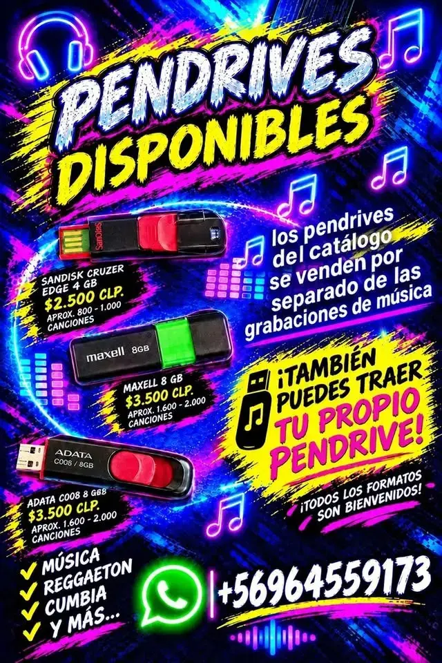 Pendrive  8gb  música a pedido 250 canciones aprox - 2
