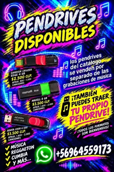 Pendrive  8gb  música a pedido 250 canciones aprox - miniatura 2