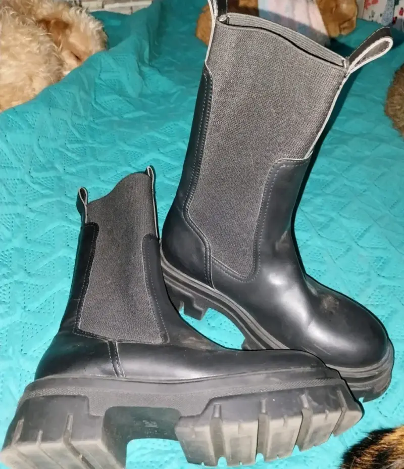 Botas negras de cuero con suela gruesa - 3