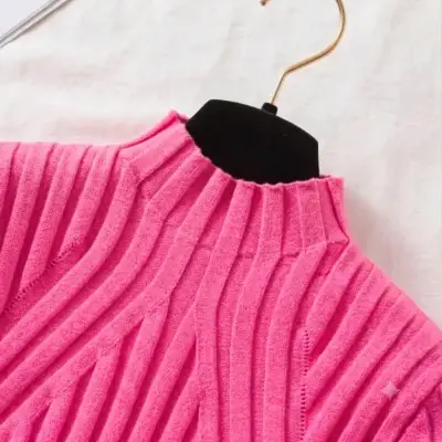 Suéter de punto rosa para mujer - miniatura 2
