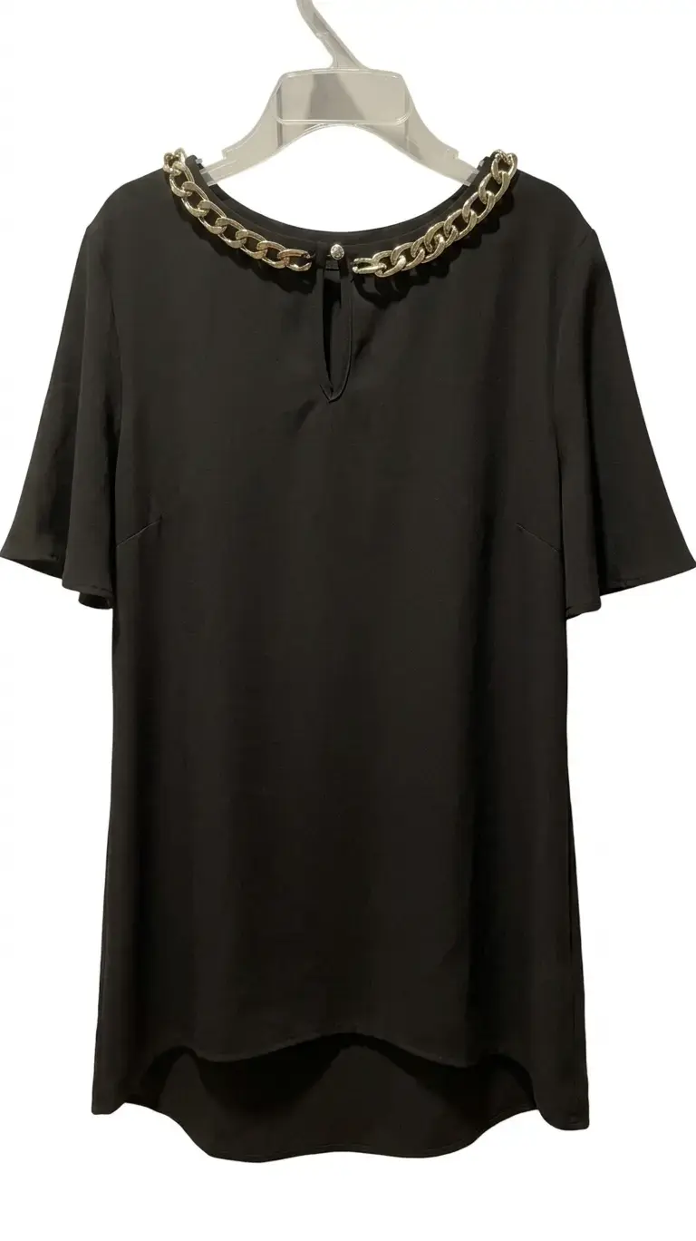 Blusa negra con cadena decorativa Atmosphere - 2
