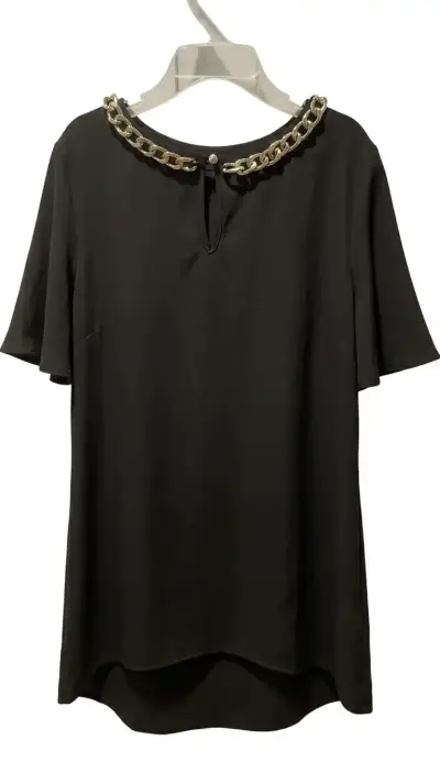 Blusa negra con cadena decorativa Atmosphere - miniatura 2