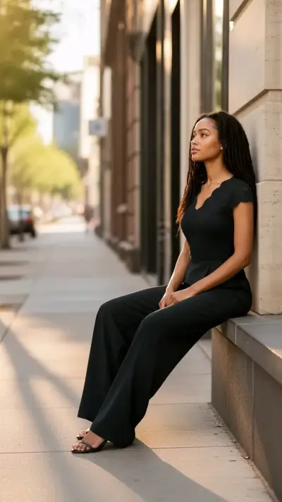 Elegante enterito negro de encaje para mujer - miniatura 3