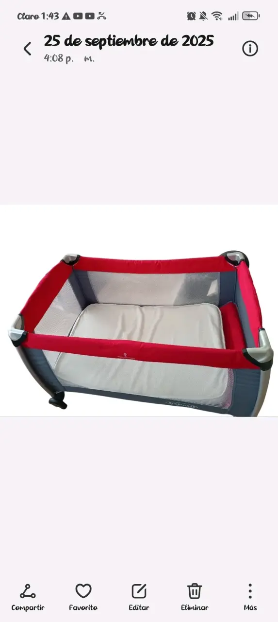 Cuna corral Bebesit plegable roja y gris - 3