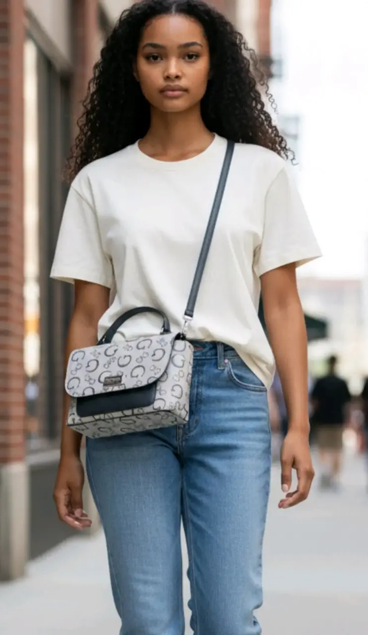 Cartera Guess con diseño monograma gris - 3