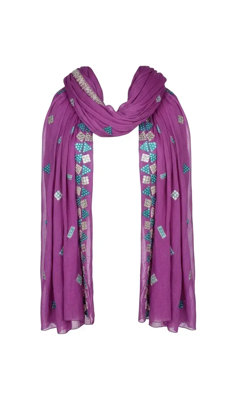 Chal morado con bordados decorativos - 2