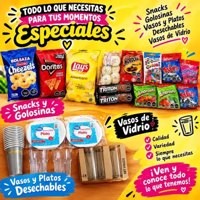 Snacks, golosinas, platos y vasos - miniatura 1