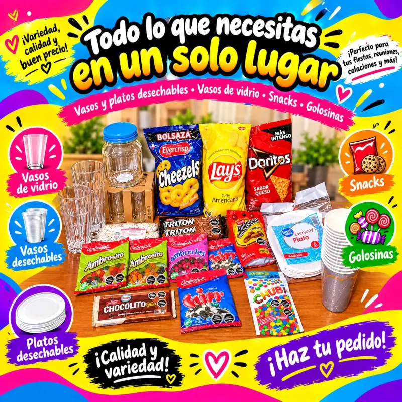 Snacks, golosinas, platos y vasos - 2