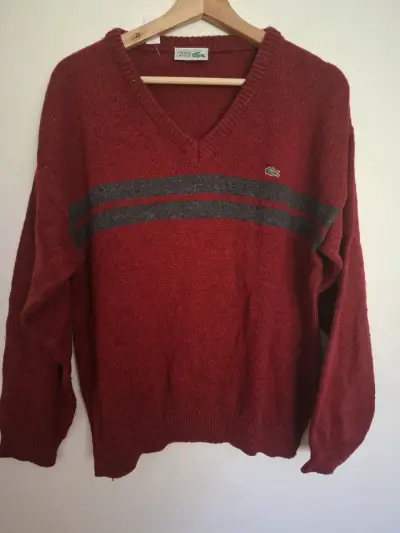 Suéter burdeo cuello en V Fake Lacoste Talla Única - miniatura 2
