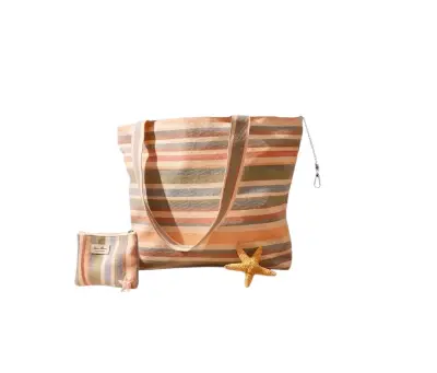 Bolso playero a rayas con neceser - miniatura 1