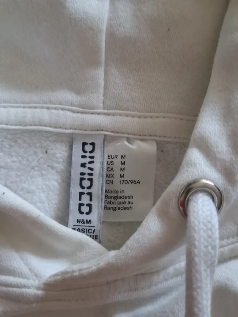 Polerón blanco con capucha unisex H&M Talla M - 4