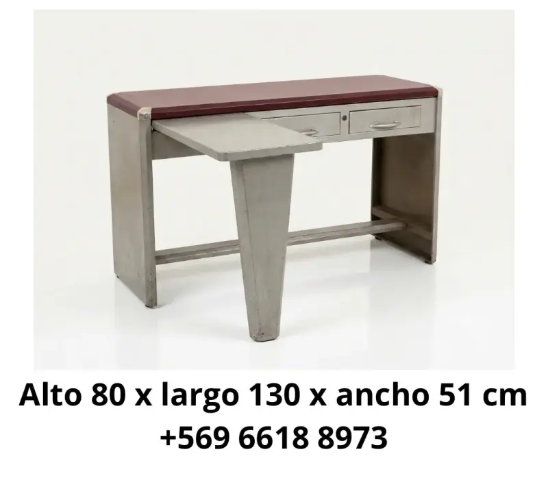 Escritorio metálico retro con cajones