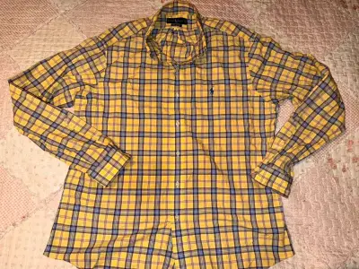 Camisa a cuadros amarilla Ralph Lauren Custom Fit - miniatura 1