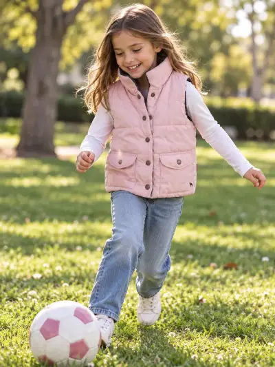 Parka acolchada rosada para niña - miniatura 1