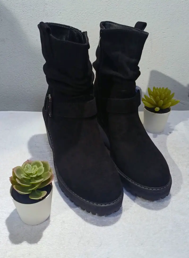 Botines negros de gamuza con plataforma - 1