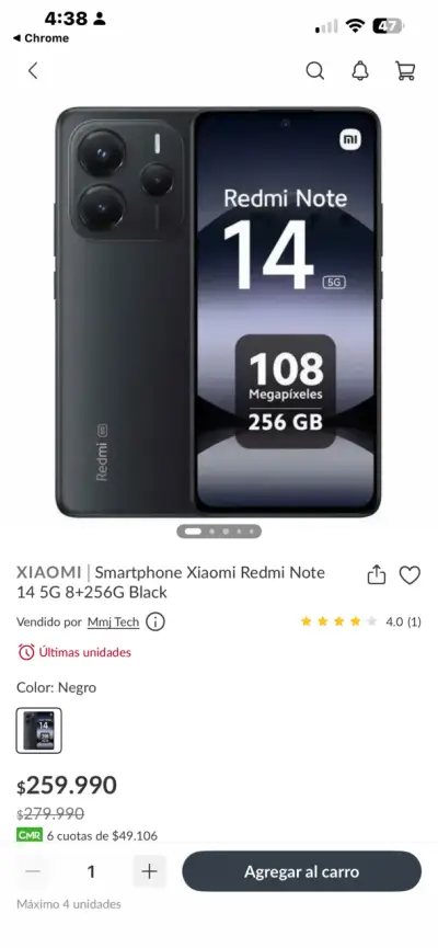 Smartphone Xiaomi Redmi Note 14 5G 256GB Negro - miniatura 4