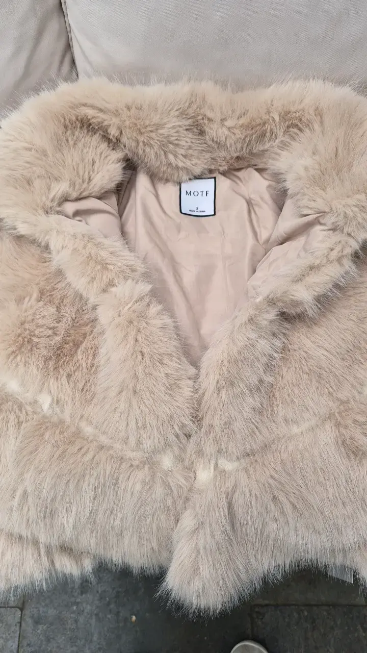 Abrigo de piel sintética beige MOTF talla S - 3