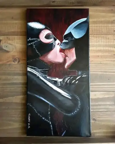 Cuadro de Batman y Catwoman (acrílica) - miniatura 1