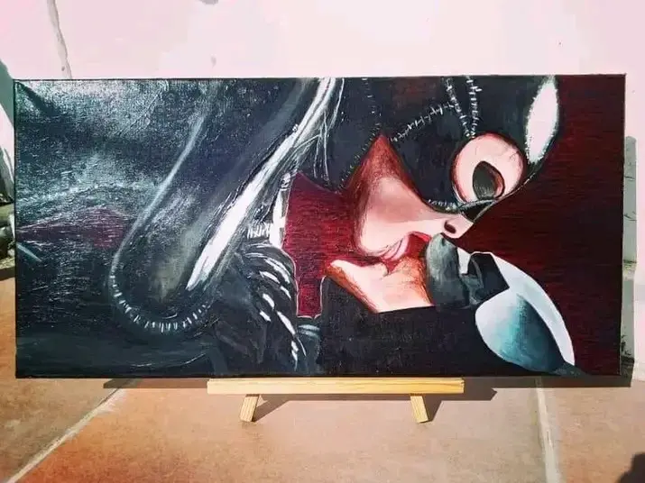 Cuadro de Batman y Catwoman (acrílica) - 2