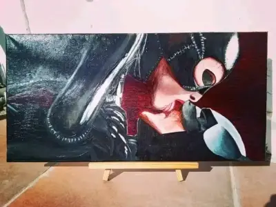 Cuadro de Batman y Catwoman (acrílica) - miniatura 2