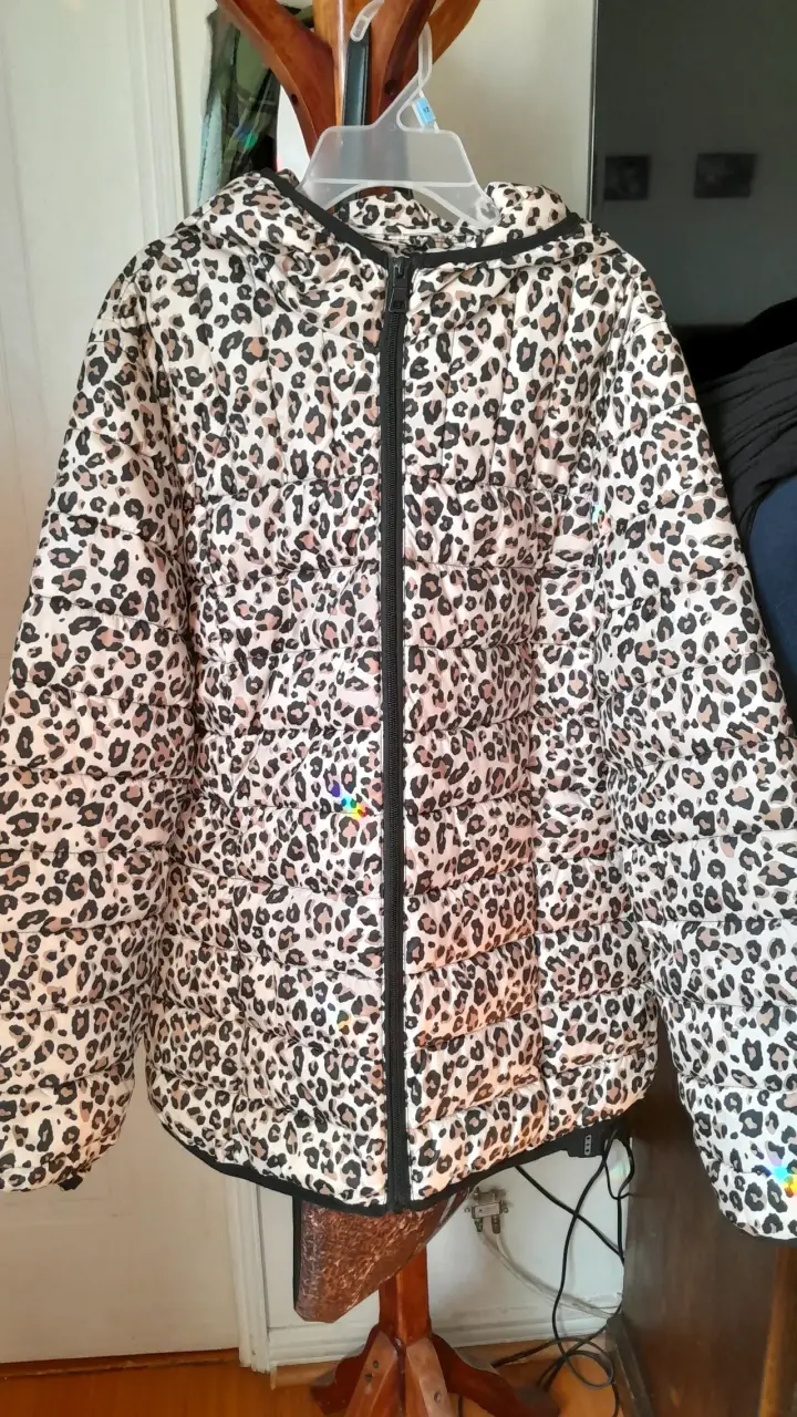 Chaqueta acolchada con capucha estampado leopardo Fiorucci - 1