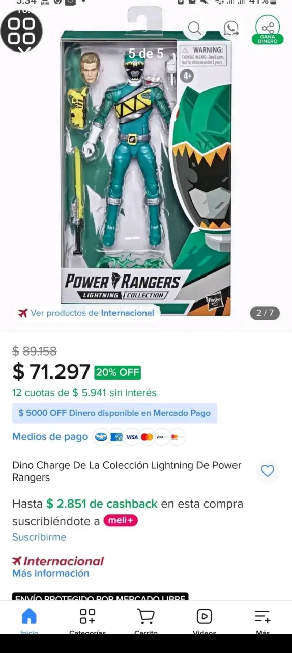 Figura Power Rangers Dino Charge Green Ranger - 5